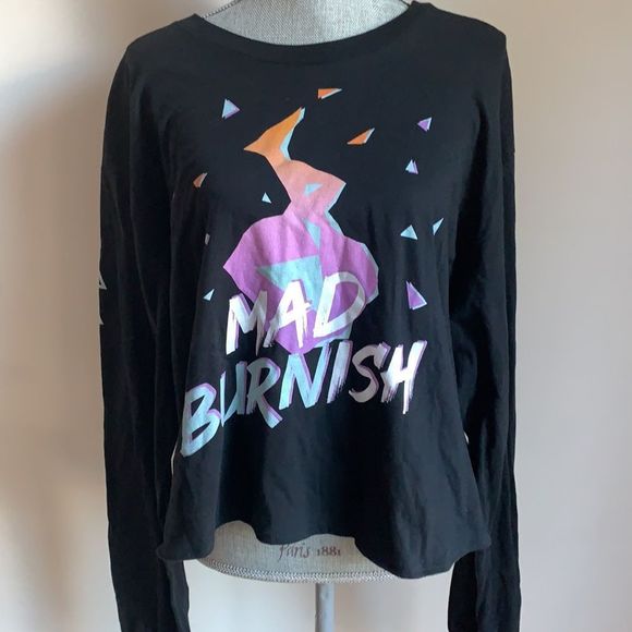 🌈 3/$20 Retro American Apparel black long sleeve mad burnish graphic tee-unisex - Picture 2 of 6